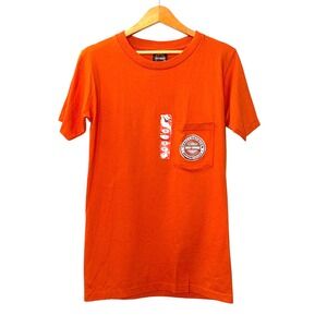 HARLEY-DAVIDSON Motorcycle HAMPTON ROADS MENS SMALL NWT ORANGE T-Shirt Crew Neck